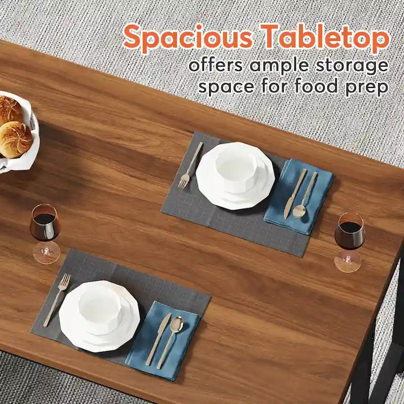Îlot de cuisine large de 43 po, table de comptoir de cuisine avec 5 étagères ouvertes