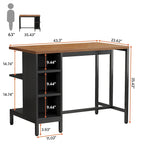 Îlot de cuisine large de 43 po, table de comptoir de cuisine avec 5 étagères ouvertes