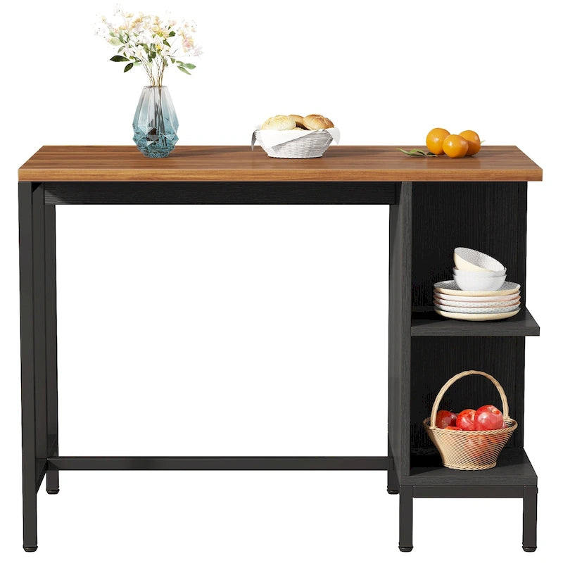 Îlot de cuisine large de 43 po, table de comptoir de cuisine avec 5 étagères ouvertes
