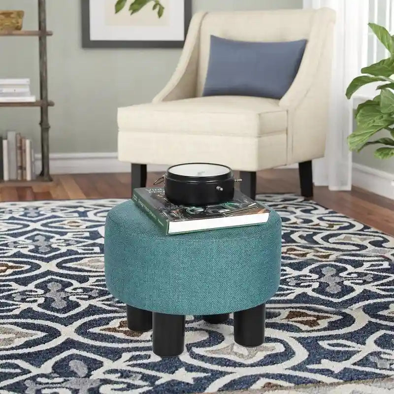 Repose-pieds ottoman rond en tissu moderne de petite taille