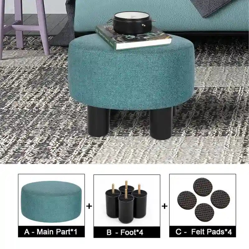 Repose-pieds ottoman rond en tissu moderne de petite taille