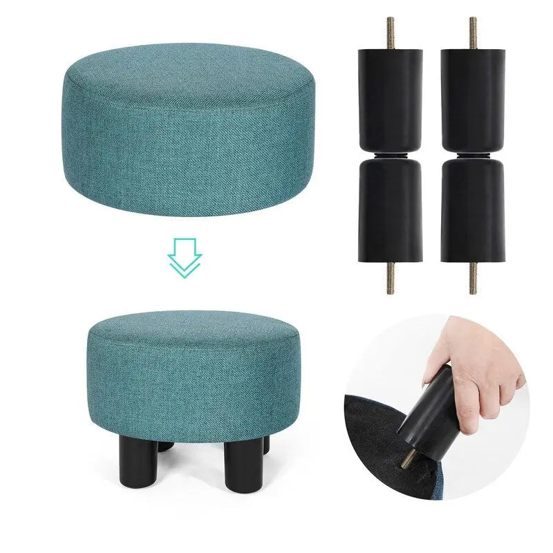Repose-pieds ottoman rond en tissu moderne de petite taille