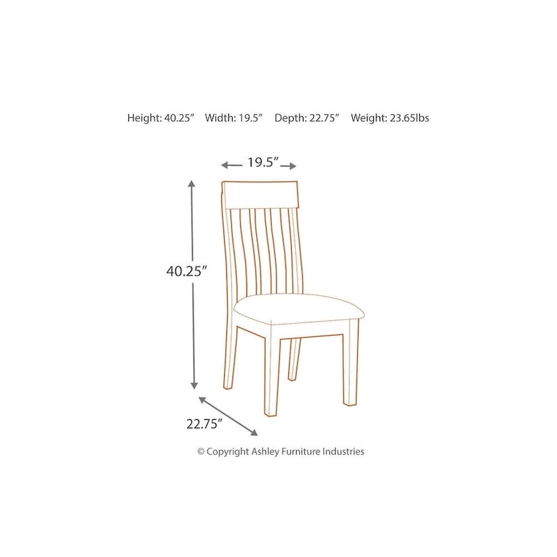 Chaise de salle à manger Ralene - Lot de 2 - Marron moyen - 19,5 L x 22,63 P x 40,25 H