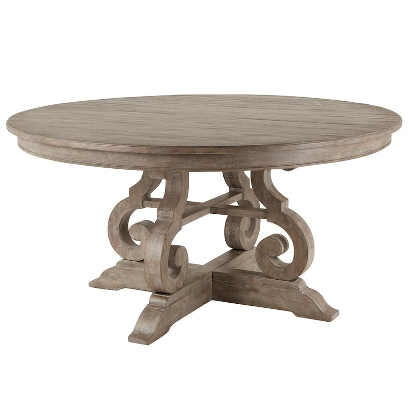 Table à manger ronde traditionnelle gris tourterelle de 60 po