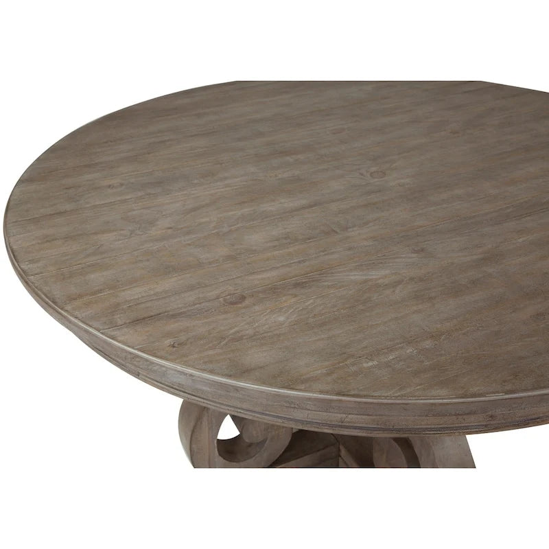 Table à manger ronde traditionnelle gris tourterelle de 60 po
