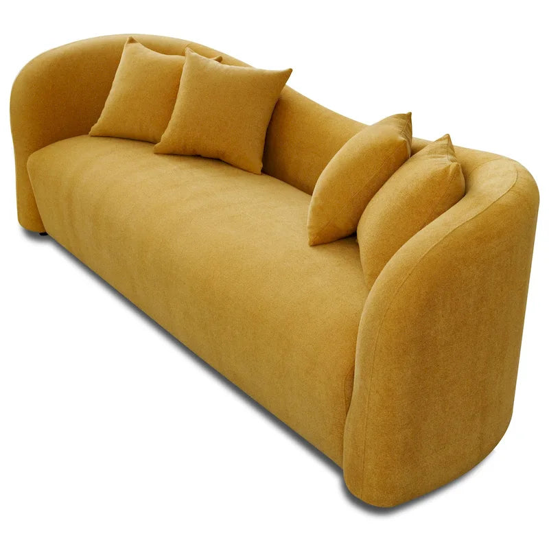 Canapé Boucle Courbe Dossier Serré, Style Mid-Century Modern