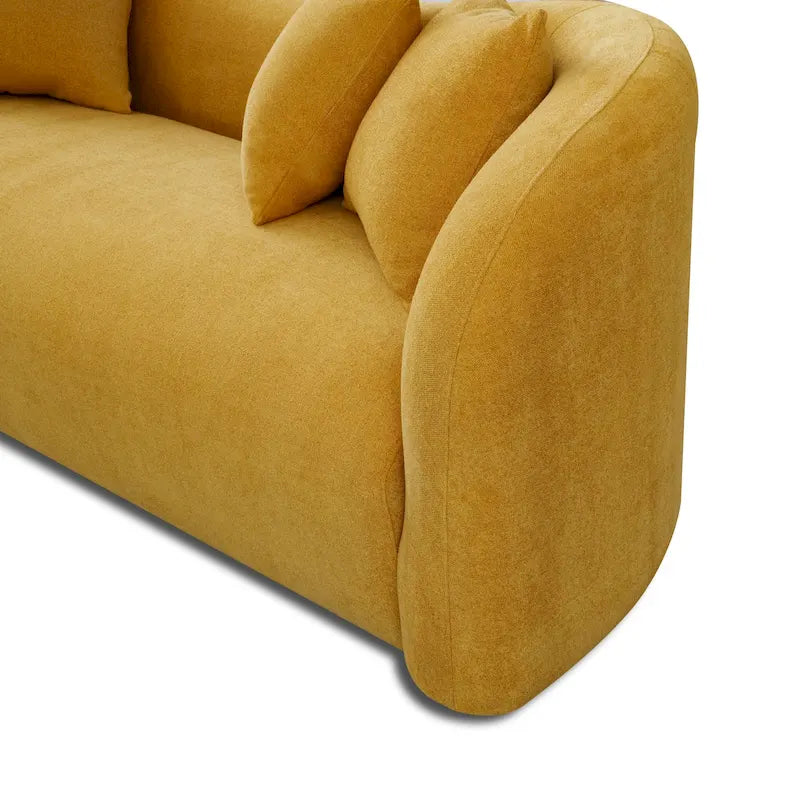 Canapé Boucle Courbe Dossier Serré, Style Mid-Century Modern