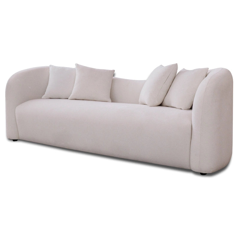 Canapé Boucle Courbe Dossier Serré, Style Mid-Century Modern