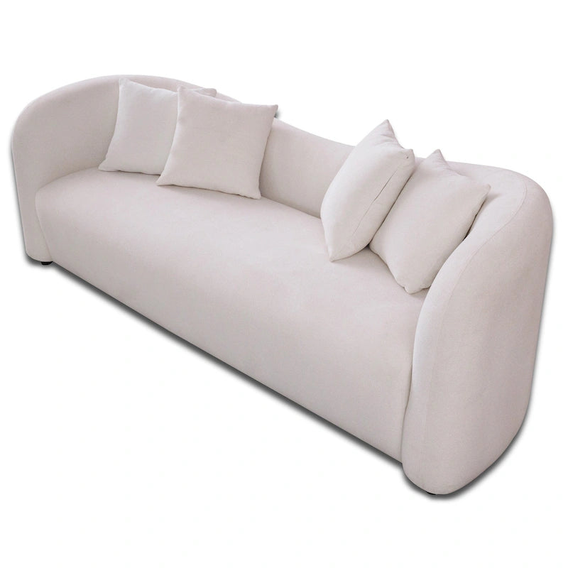 Canapé Boucle Courbe Dossier Serré, Style Mid-Century Modern