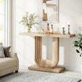 Console d'entrée en bois de 39 po avec base géométrique