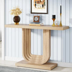Console d'entrée en bois de 39 po avec base géométrique