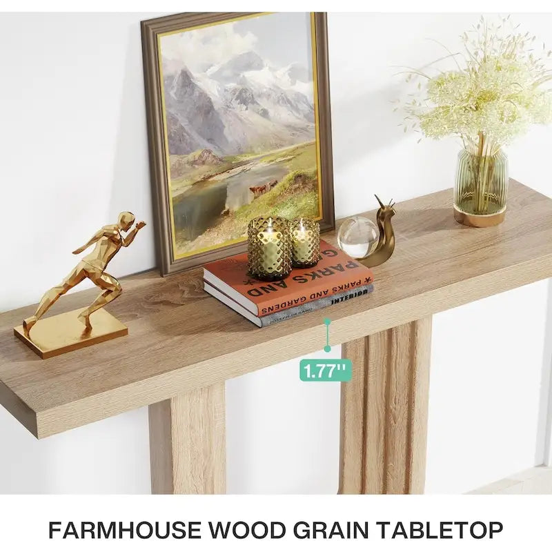 Console d'entrée en bois de 39 po avec base géométrique