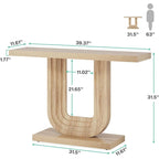 Console d'entrée en bois de 39 po avec base géométrique