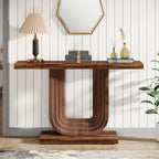 Console d'entrée en bois de 39 po avec base géométrique