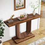 Console d'entrée en bois de 39 po avec base géométrique