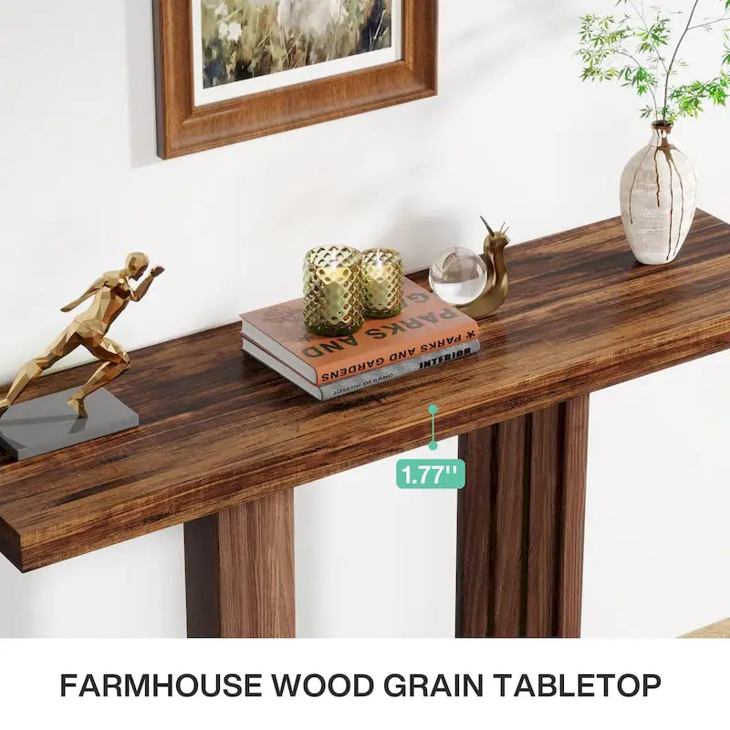 Console d'entrée en bois de 39 po avec base géométrique