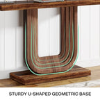 Console d'entrée en bois de 39 po avec base géométrique