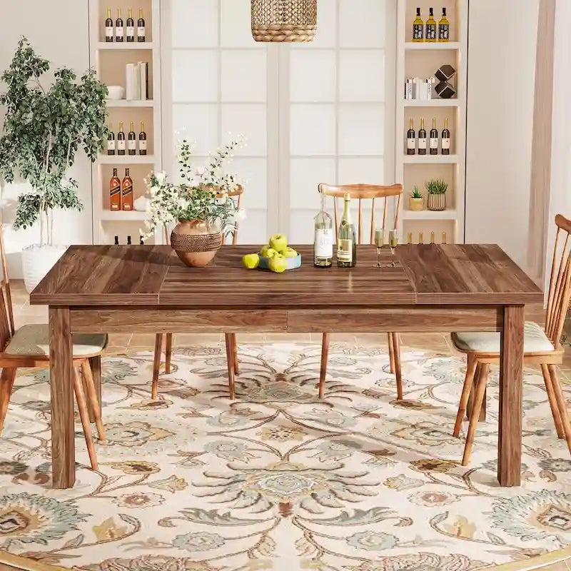 Table à manger en bois de 180 cm pour 6 à 8 personnes avec pieds épais en bois massif
