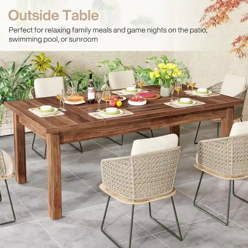 Table à manger en bois de 180 cm pour 6 à 8 personnes avec pieds épais en bois massif