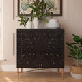 Meuble d'appoint de rangement média vintage en bois à 2 portes