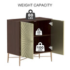 Meuble d'appoint de rangement média vintage en bois à 2 portes