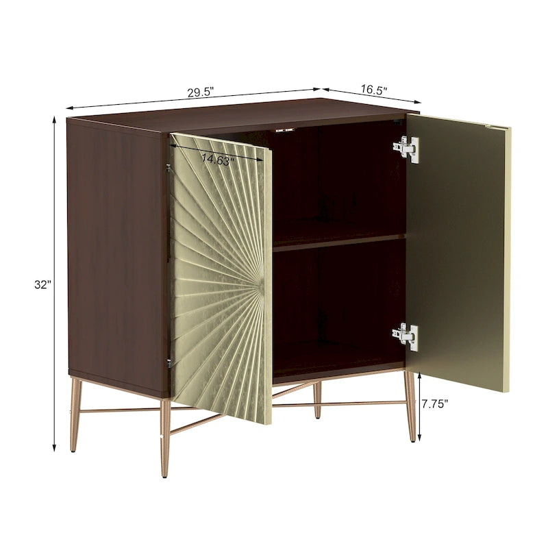 Meuble d'appoint de rangement média vintage en bois à 2 portes