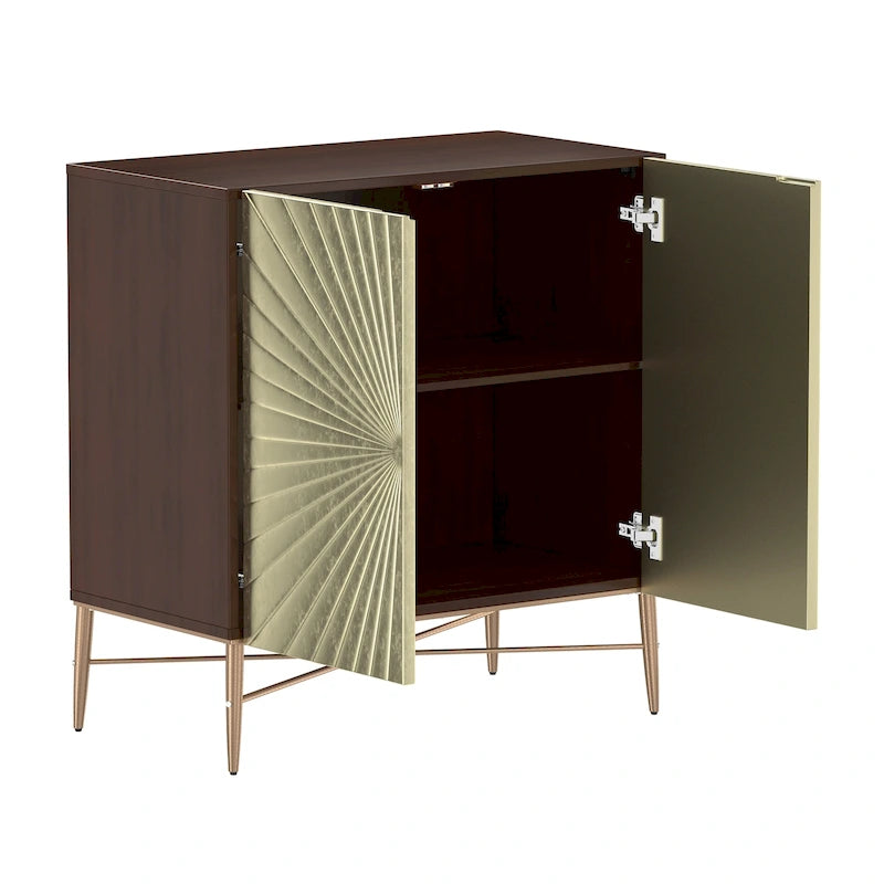 Meuble d'appoint de rangement média vintage en bois à 2 portes