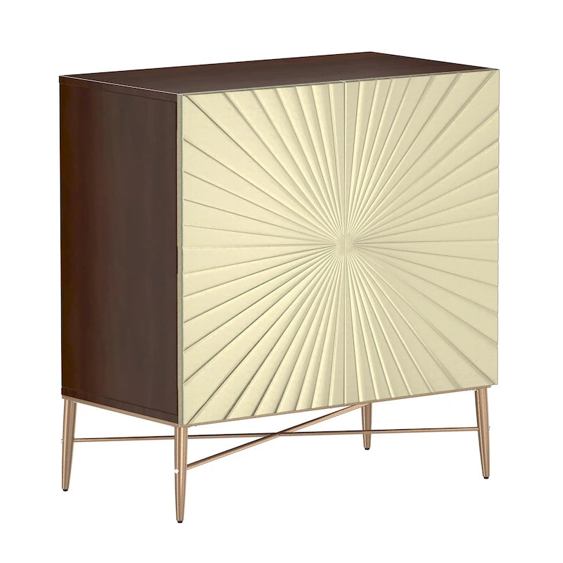 Meuble d'appoint de rangement média vintage en bois à 2 portes
