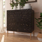 Meuble d'appoint de rangement média vintage en bois à 2 portes