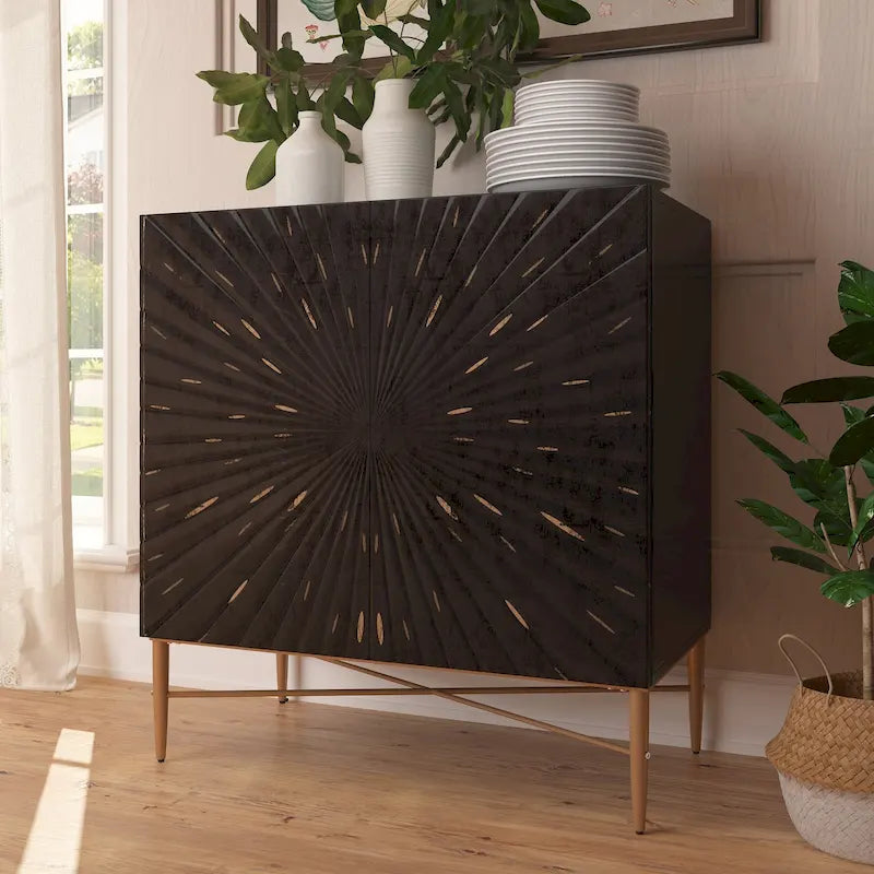 Meuble d'appoint de rangement média vintage en bois à 2 portes