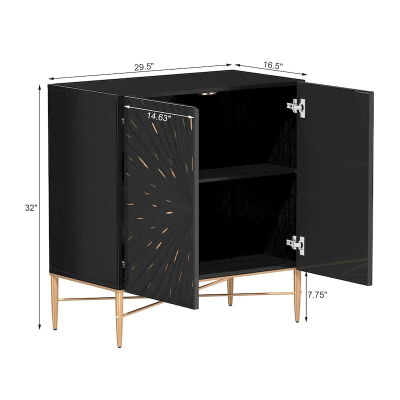 Meuble d'appoint de rangement média vintage en bois à 2 portes