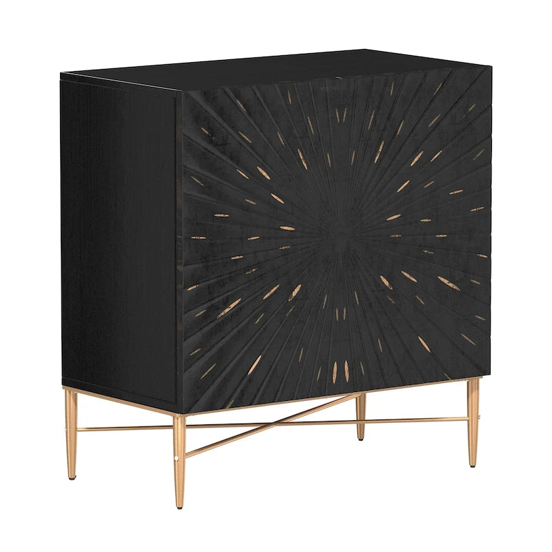 Meuble d'appoint de rangement média vintage en bois à 2 portes