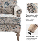 Fauteuil de ferme clouté avec accoudoirs roulés