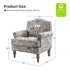 Fauteuil de ferme clouté avec accoudoirs roulés