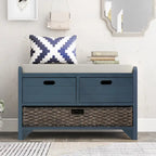 Banc de rangement avec panier amovible et 2 tiroirs, banc à chaussures entièrement assemblé avec coussin amovible - 81,3 L x 30 l x 50,8 H cm