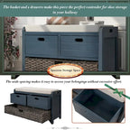 Banc de rangement avec panier amovible et 2 tiroirs, banc à chaussures entièrement assemblé avec coussin amovible - 81,3 L x 30 l x 50,8 H cm
