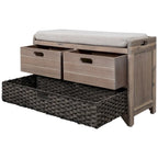 Banc de rangement avec panier amovible et 2 tiroirs, banc à chaussures entièrement assemblé avec coussin amovible - 81,3 L x 30 l x 50,8 H cm
