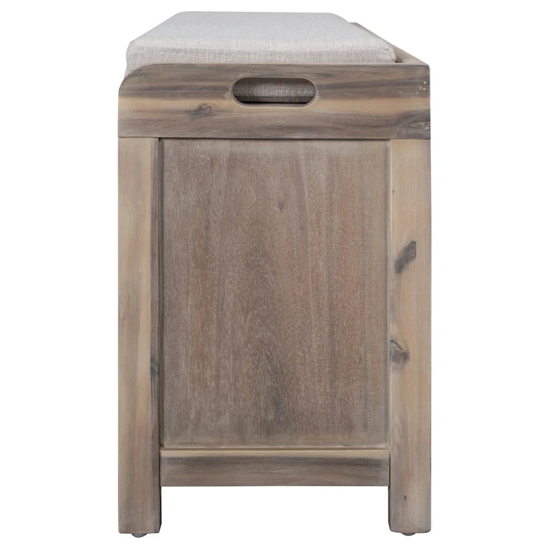 Banc de rangement avec panier amovible et 2 tiroirs, banc à chaussures entièrement assemblé avec coussin amovible - 81,3 L x 30 l x 50,8 H cm