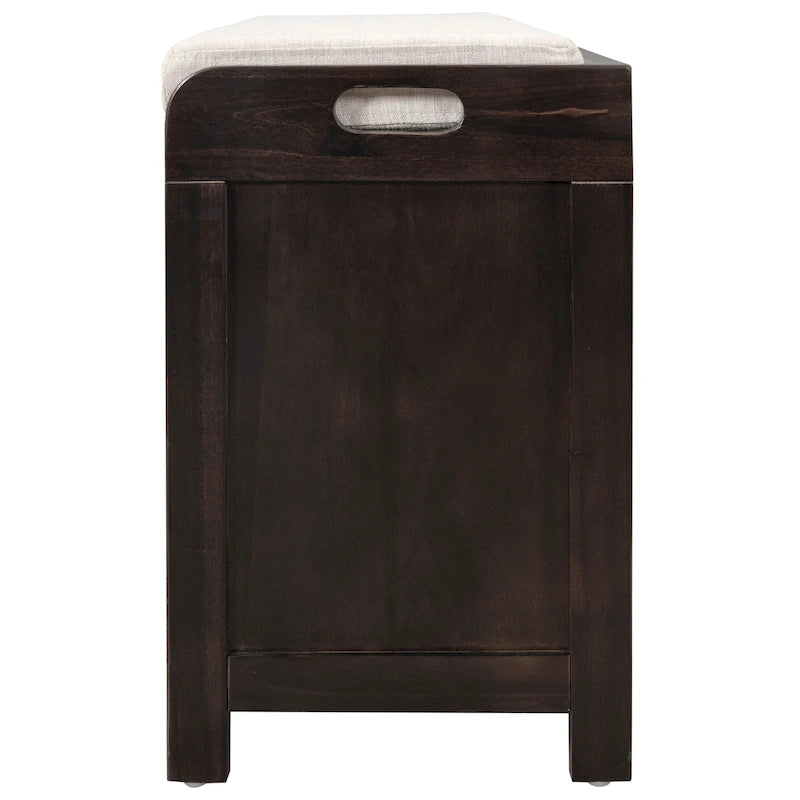 Banc de rangement avec panier amovible et 2 tiroirs, banc à chaussures entièrement assemblé avec coussin amovible - 81,3 L x 30 l x 50,8 H cm