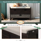 Banc de rangement avec panier amovible et 2 tiroirs, banc à chaussures entièrement assemblé avec coussin amovible - 81,3 L x 30 l x 50,8 H cm