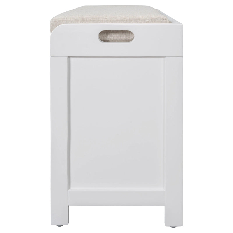 Banc de rangement avec panier amovible et 2 tiroirs, banc à chaussures entièrement assemblé avec coussin amovible - 81,3 L x 30 l x 50,8 H cm