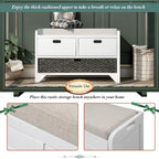Banc de rangement avec panier amovible et 2 tiroirs, banc à chaussures entièrement assemblé avec coussin amovible - 81,3 L x 30 l x 50,8 H cm
