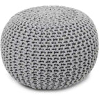 Pouf Tricoté à la Main Coton Corde Tressée Tressage Câble Ottomane - Repose-Pieds - Siège d'Appoint Meuble Pouf - Salon Enfants - 18x18x14