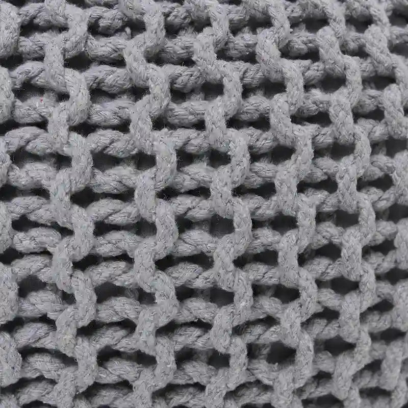 Pouf Tricoté à la Main Coton Corde Tressée Tressage Câble Ottomane - Repose-Pieds - Siège d'Appoint Meuble Pouf - Salon Enfants - 18x18x14