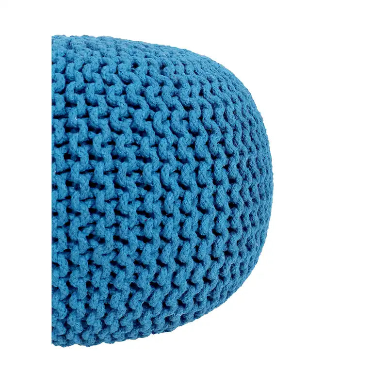 Pouf Tricoté à la Main Coton Corde Tressée Tressage Câble Ottomane - Repose-Pieds - Siège d'Appoint Meuble Pouf - Salon Enfants - 18x18x14