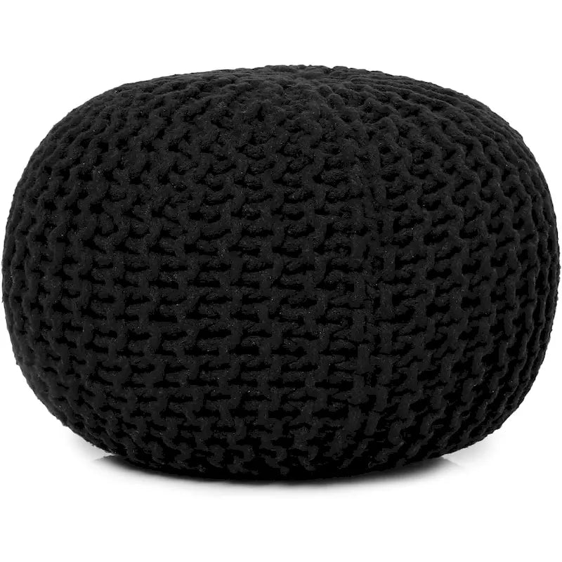 Pouf Tricoté à la Main Coton Corde Tressée Tressage Câble Ottomane - Repose-Pieds - Siège d'Appoint Meuble Pouf - Salon Enfants - 18x18x14