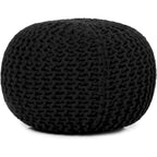 Pouf Tricoté à la Main Coton Corde Tressée Tressage Câble Ottomane - Repose-Pieds - Siège d'Appoint Meuble Pouf - Salon Enfants - 18x18x14