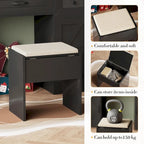 43.3 Grande coiffeuse de maquillage avec miroir éclairé réglable et tabouret, prise de courant