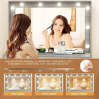 43.3 Grande coiffeuse de maquillage avec miroir éclairé réglable et tabouret, prise de courant