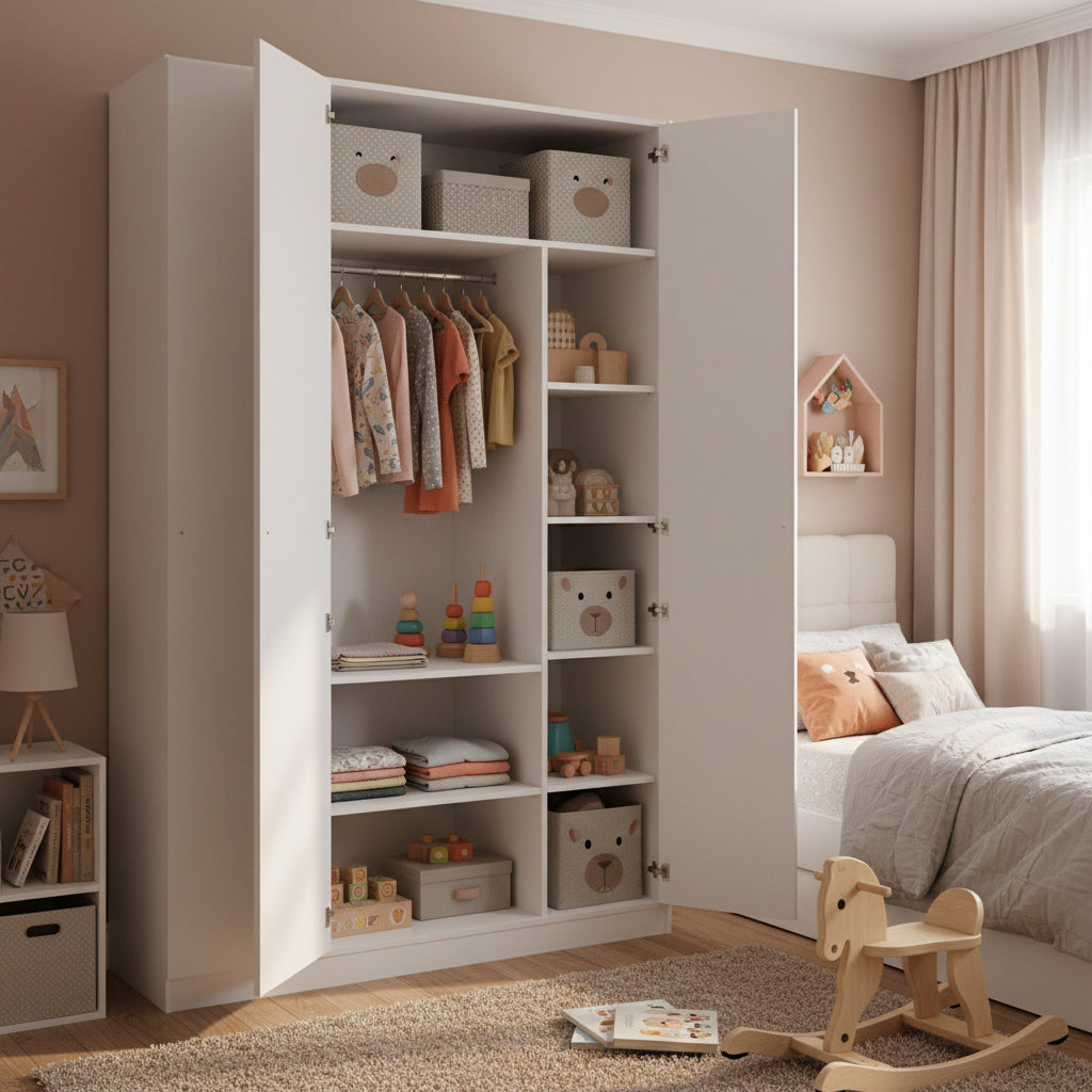 Palace Imports 100% Solid Wood Set of 4 Small Shelves for Family Wardrobe Armoires